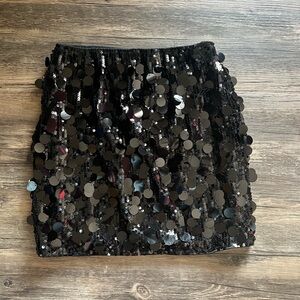 SHEIN Black Sequin Bubble Mini Skirt